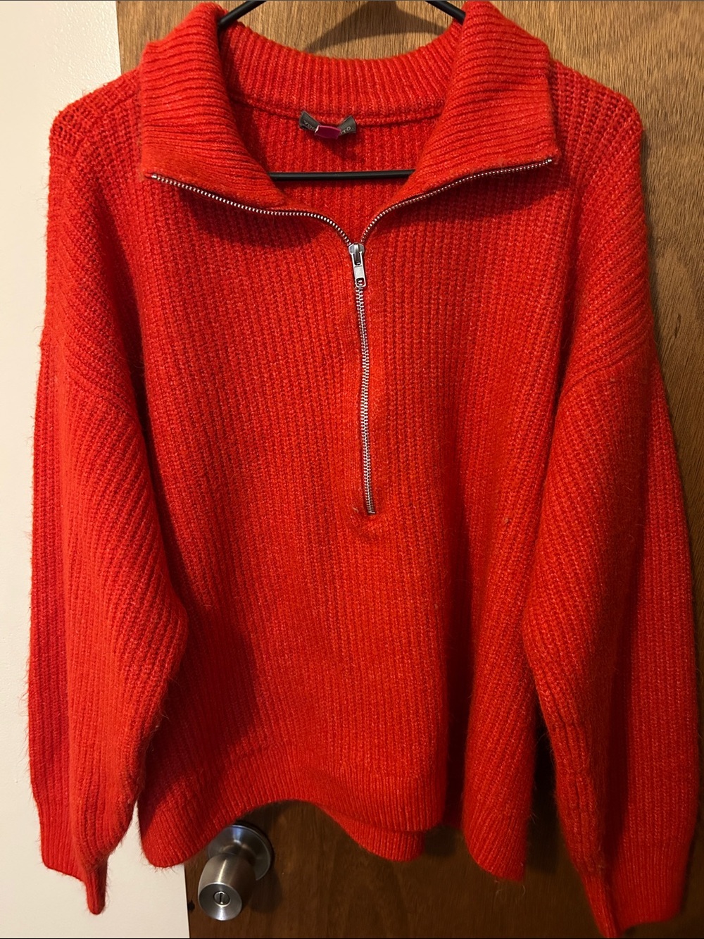 Vince Camuto Men's Red Half-Zip Ribbed Sweater